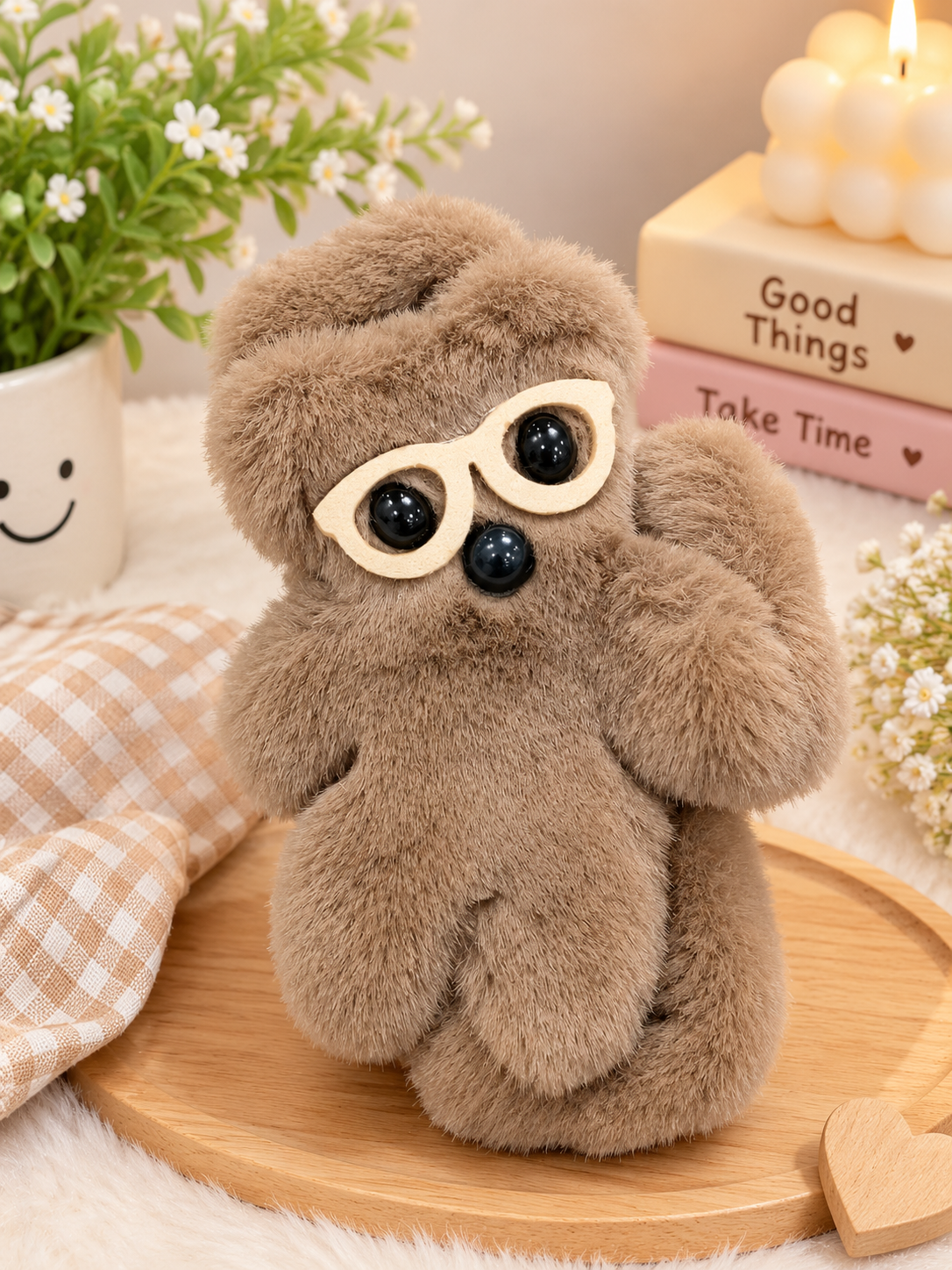 Brown Furry Owl Hair Clutcher