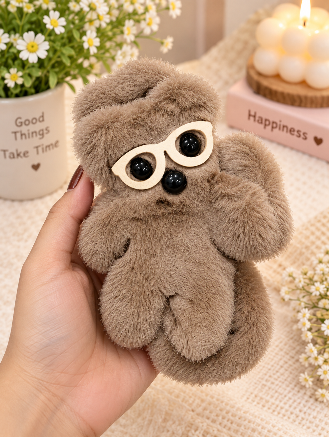 Brown Furry Owl Hair Clutcher