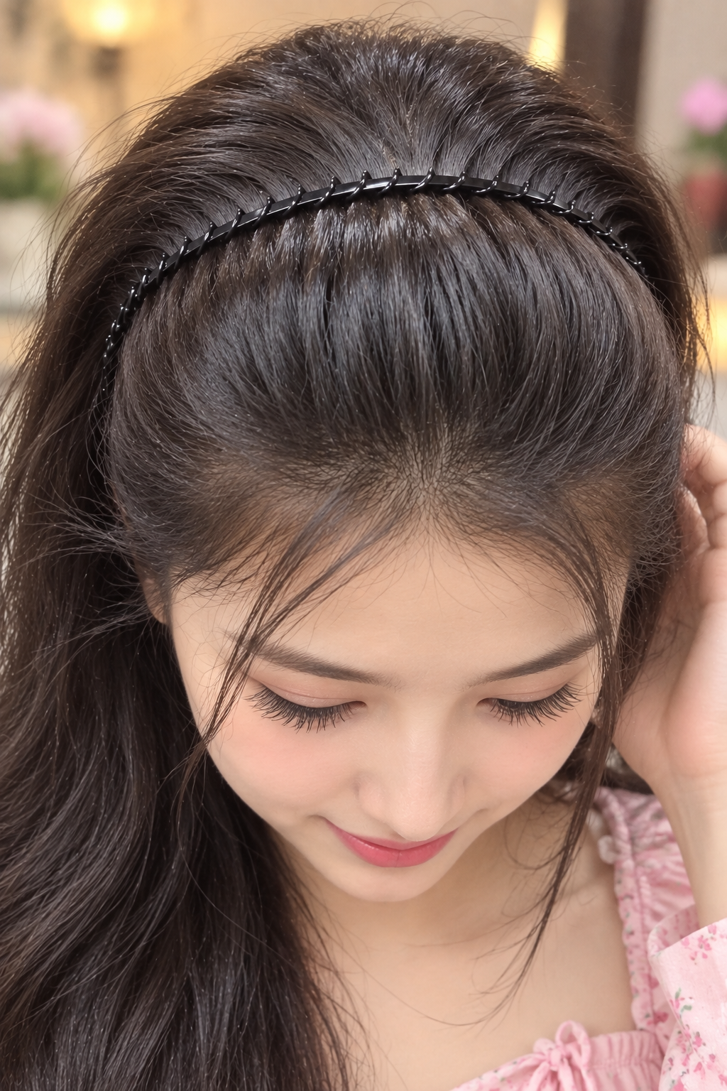 Black Metal Hair Band with Loop Design