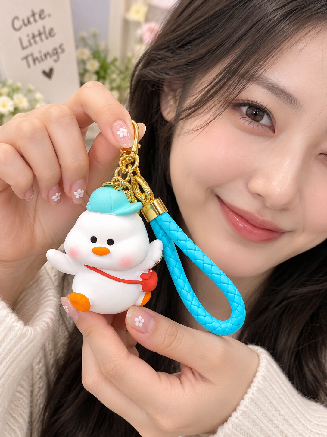 Cute Snowman Keychain with Braided Strap