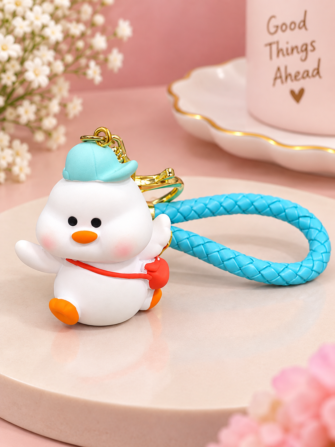 Cute Snowman Keychain with Braided Strap