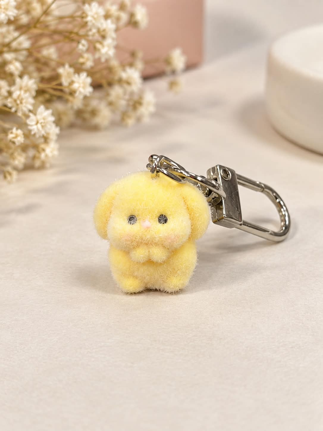Cute Yellow Plush Bear Keychain
