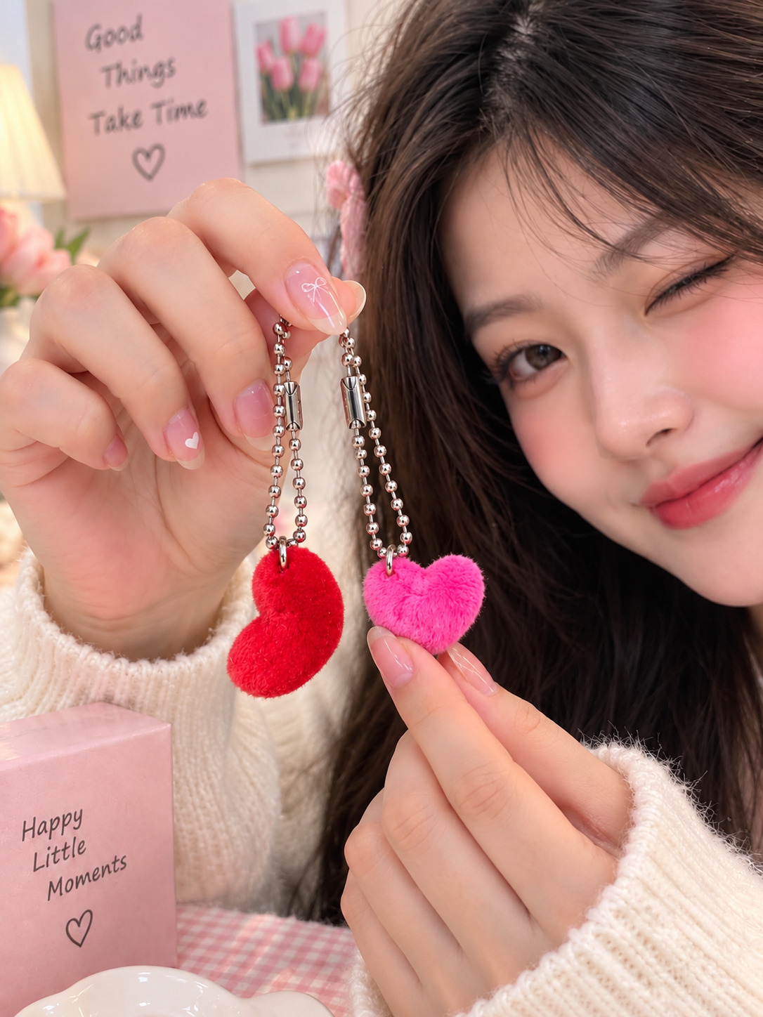 Heart & Smiley Soft Keychain Set