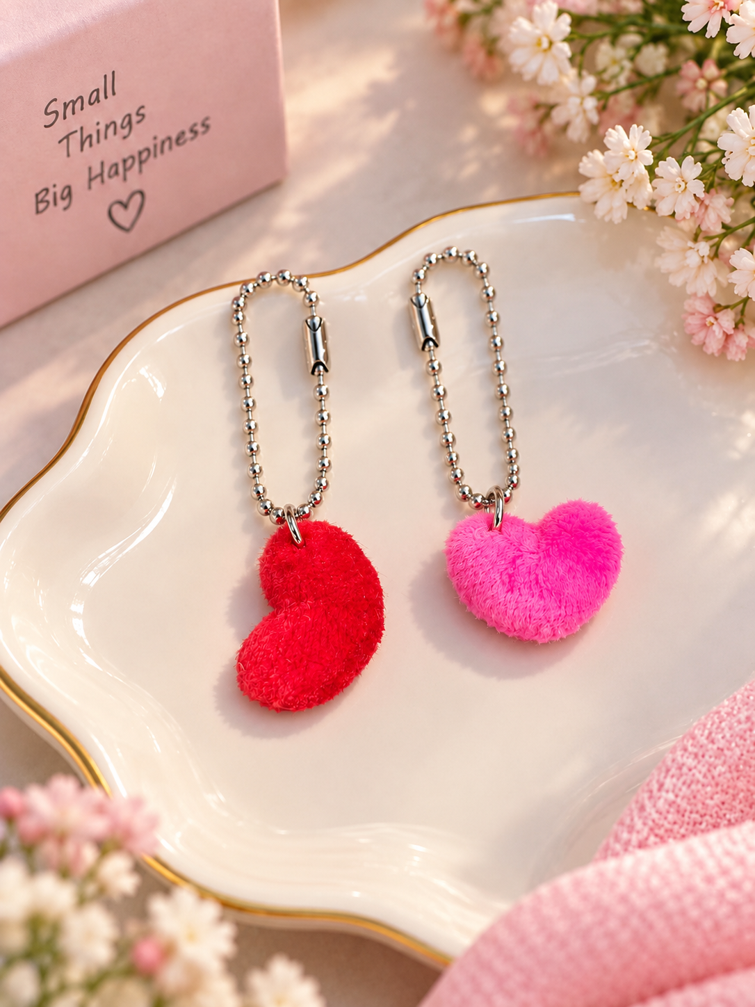 Heart & Smiley Soft Keychain Set