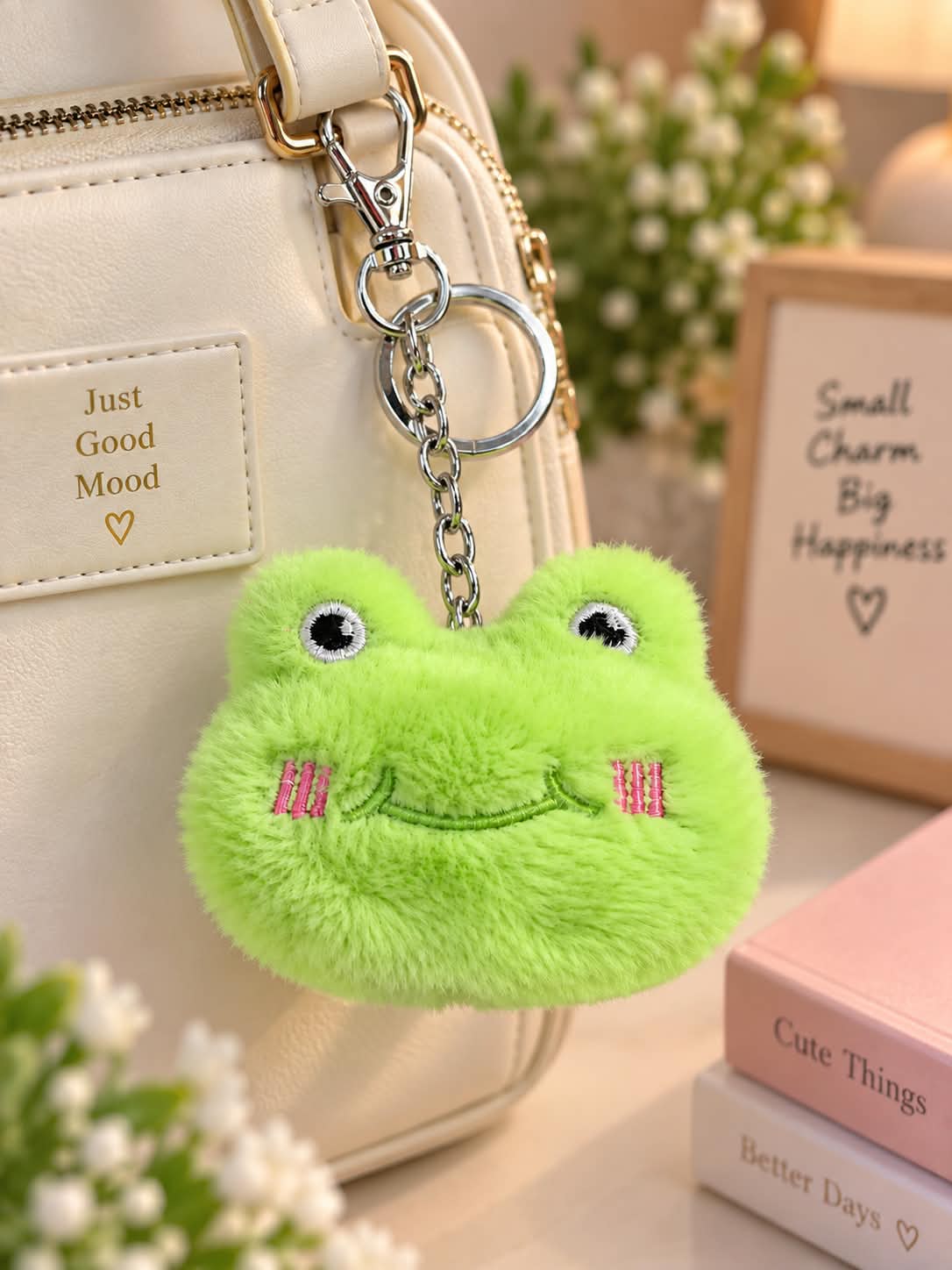 Cute Green Frog Plush Keychain