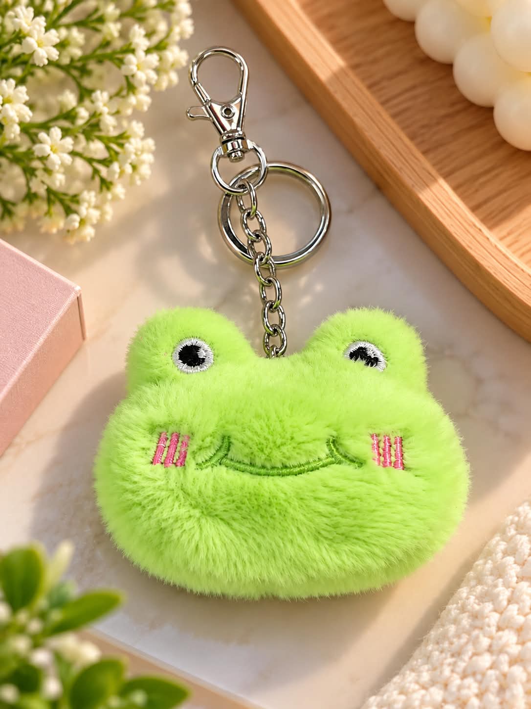 Cute Green Frog Plush Keychain