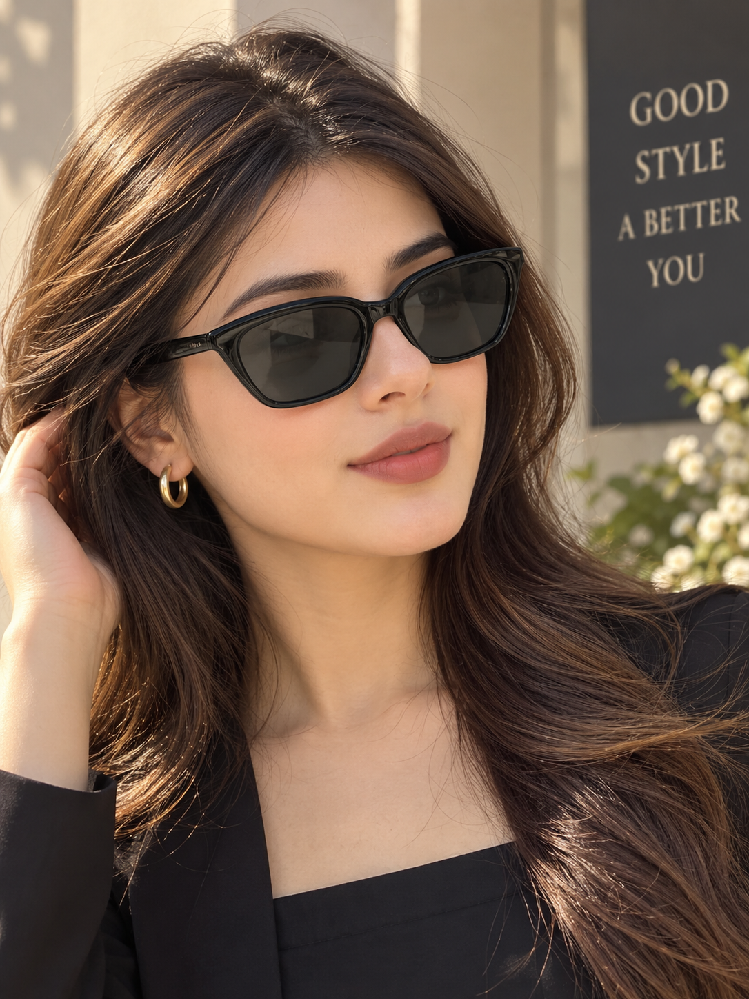 Black Cat Eye Frame Sunglasses