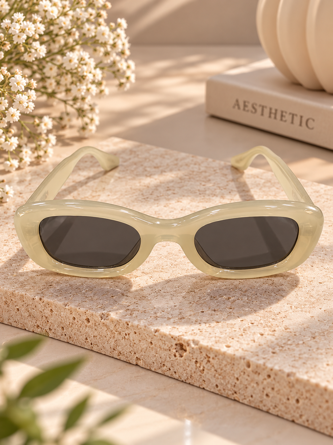 Cream Oval Frame Sunglasses