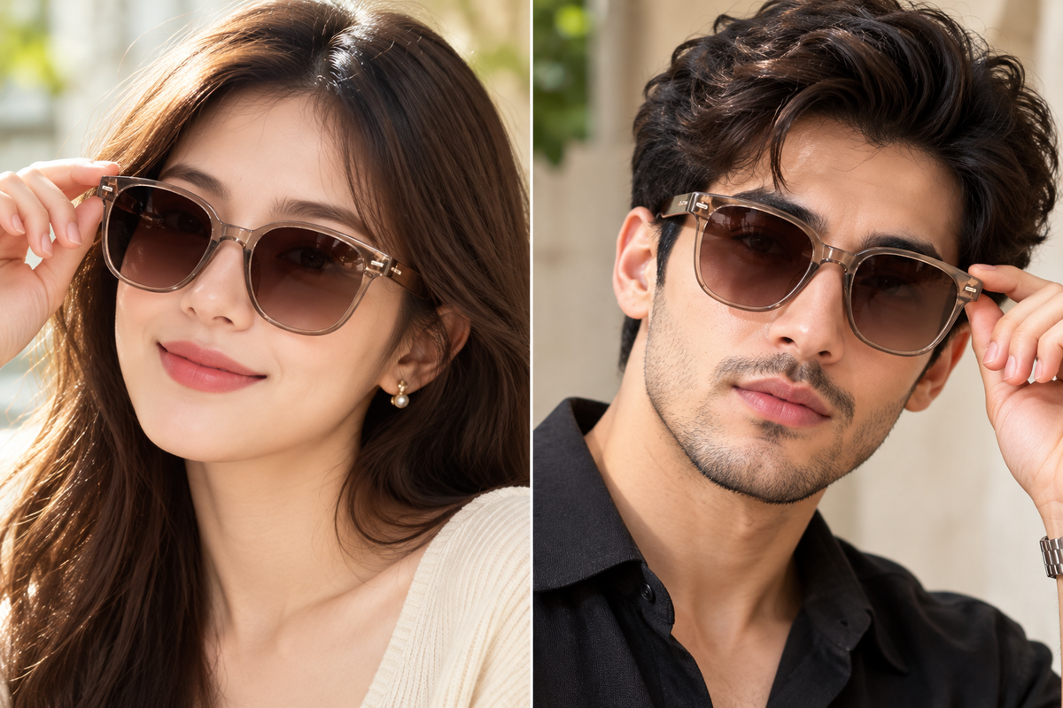 Brown Gradient Square Sunglasses