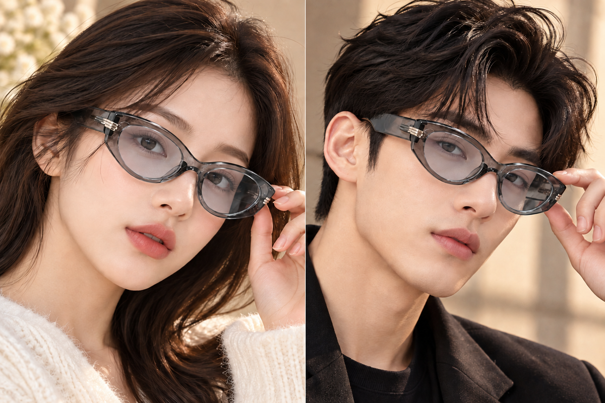 Grey Transparent Oval Sunglasses