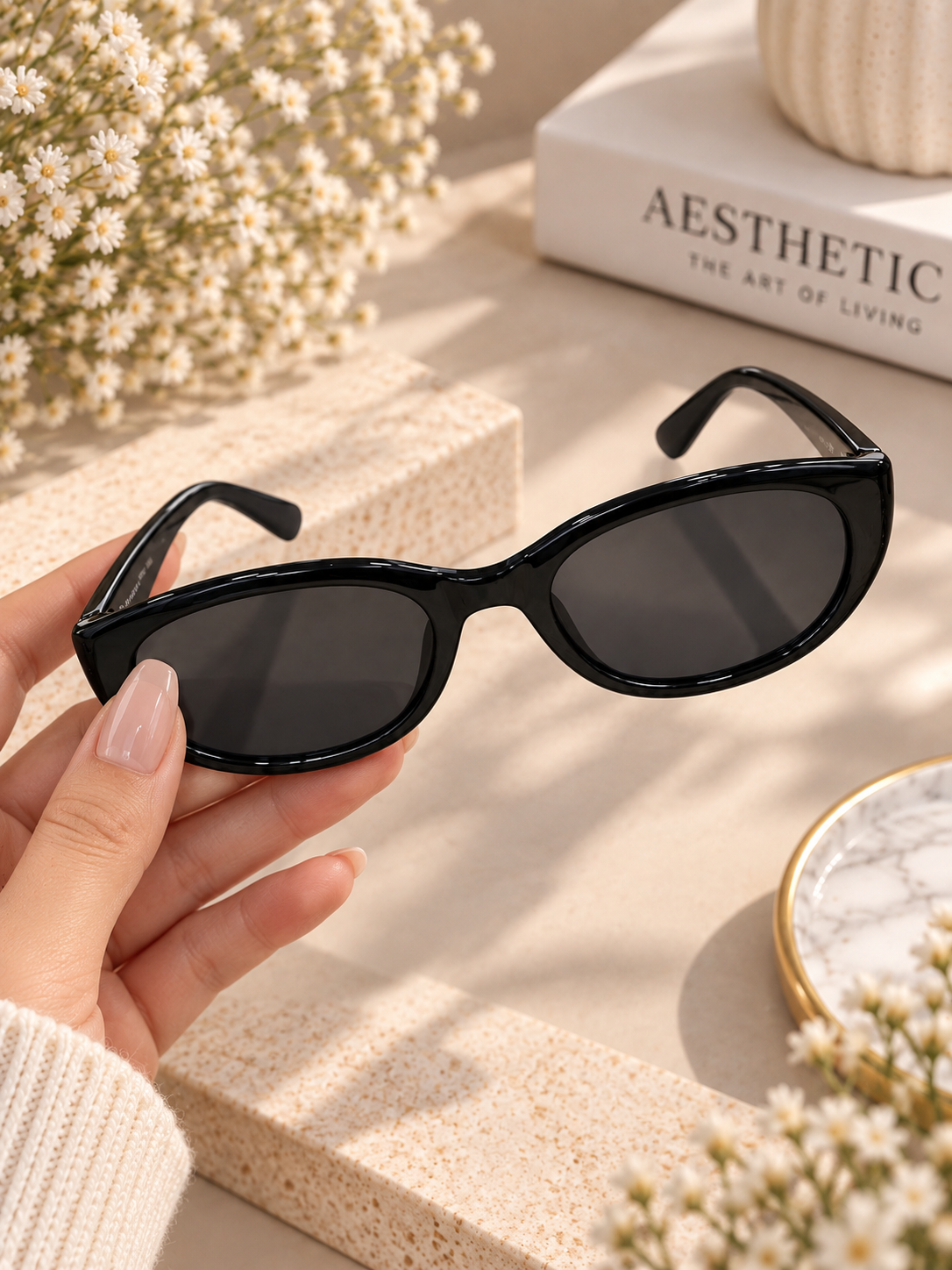 Black Oval Frame Sunglasses
