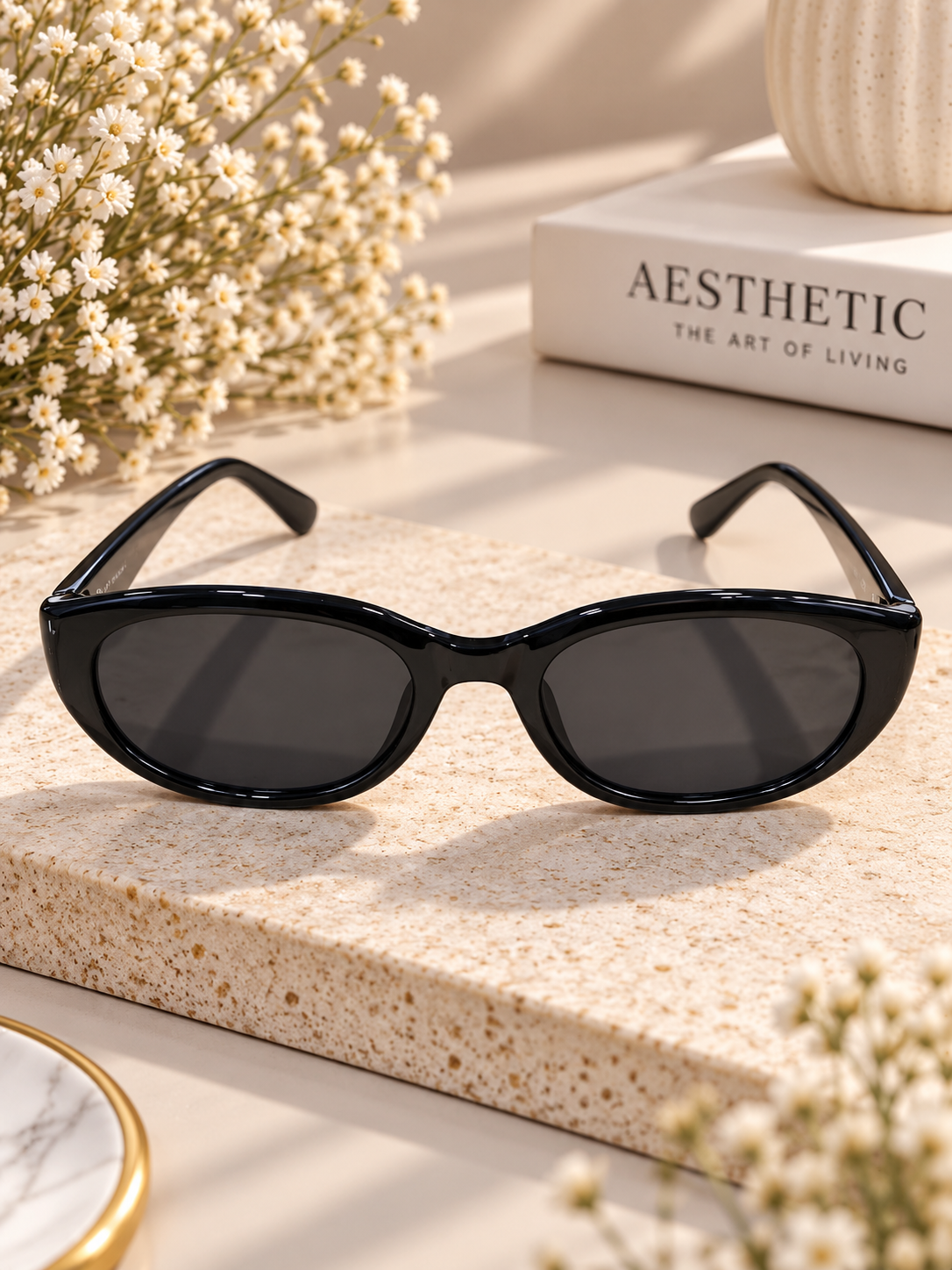 Black Oval Frame Sunglasses