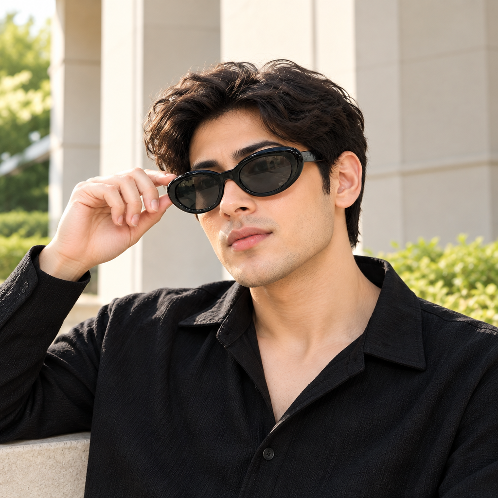 Black Oval Frame Sunglasses