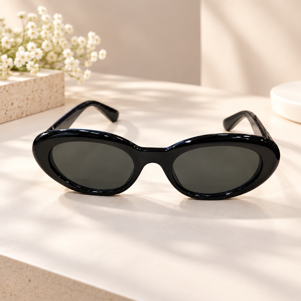 Black Oval Frame Sunglasses