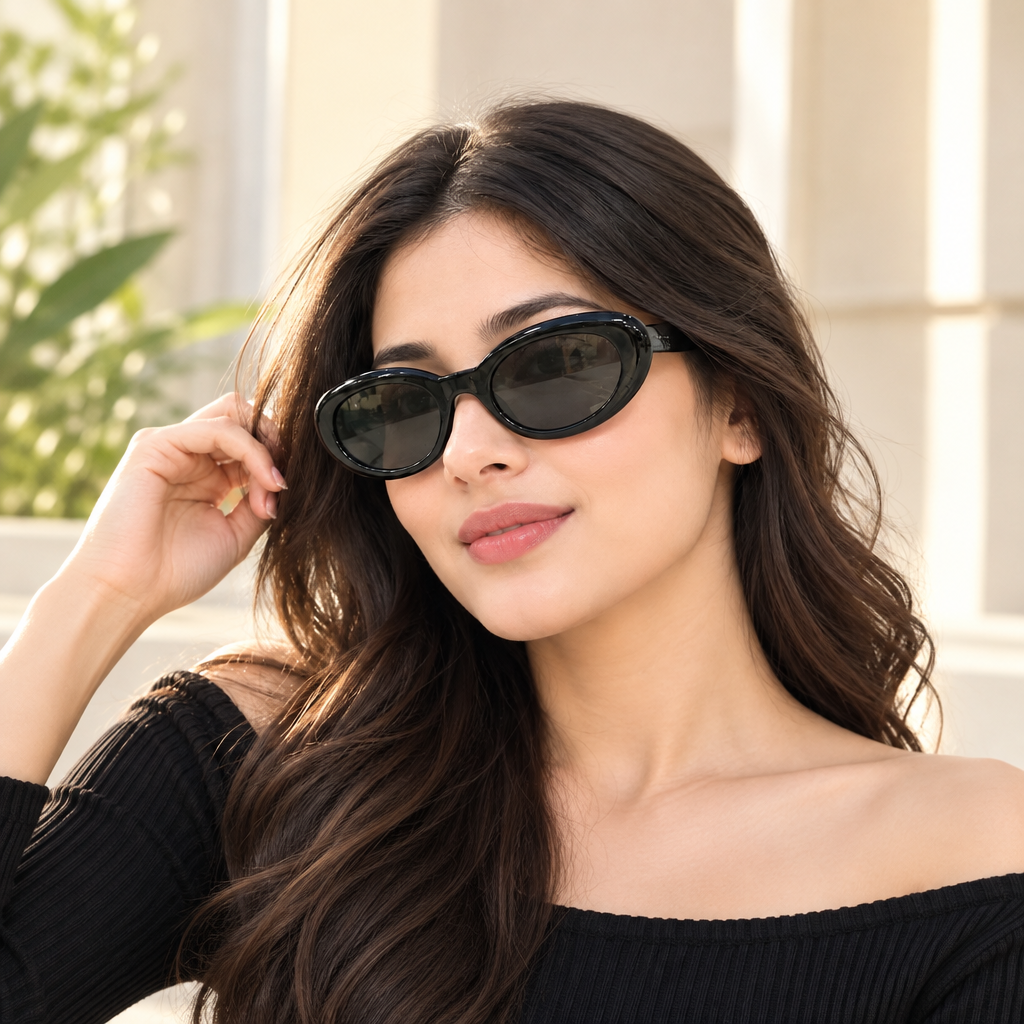 Black Oval Frame Sunglasses