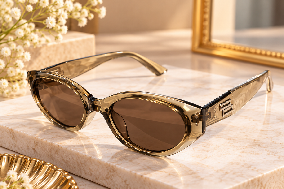 Brown Oval Frame Sunglasses