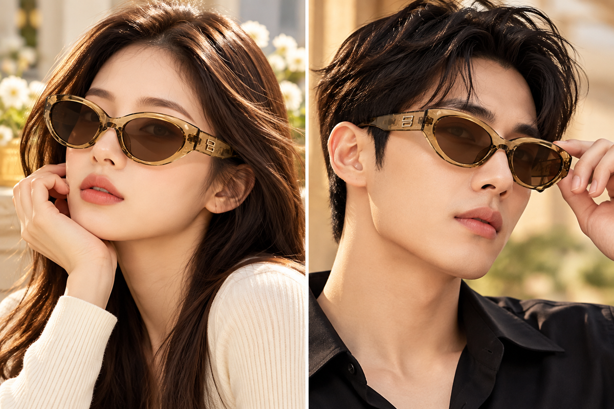 Brown Oval Frame Sunglasses