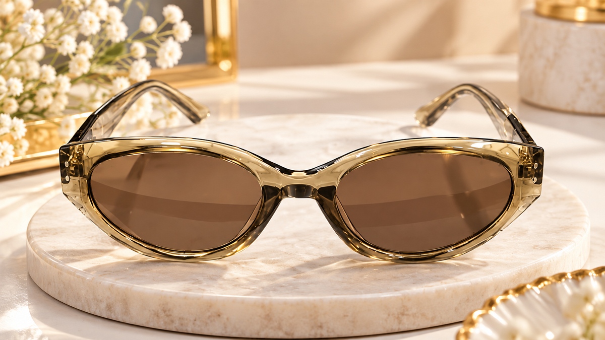 Brown Oval Frame Sunglasses