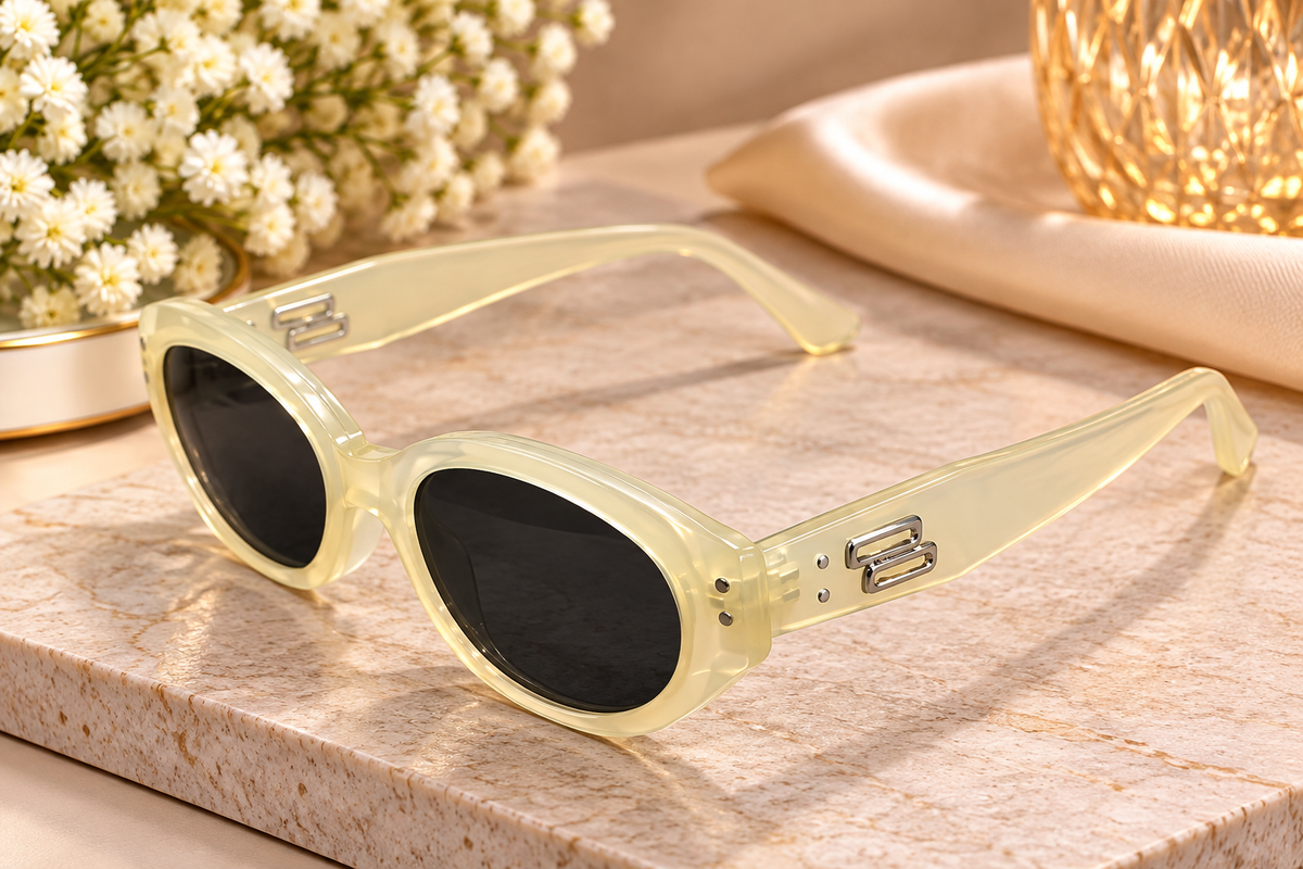 Yellow Transparent Oval Sunglasses
