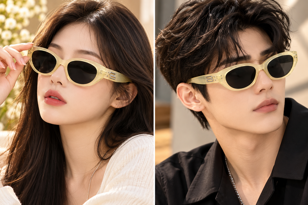 Yellow Transparent Oval Sunglasses