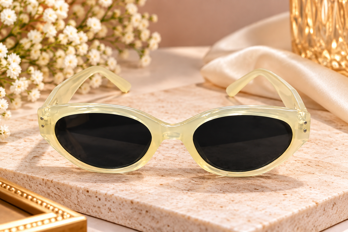 Yellow Transparent Oval Sunglasses