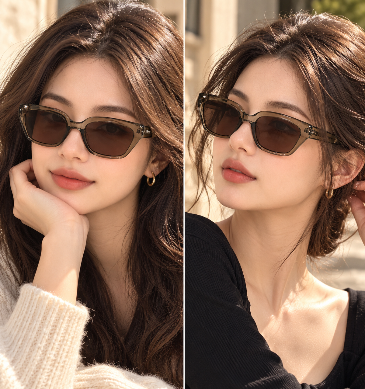 Brown Transparent Frame Sunglasses