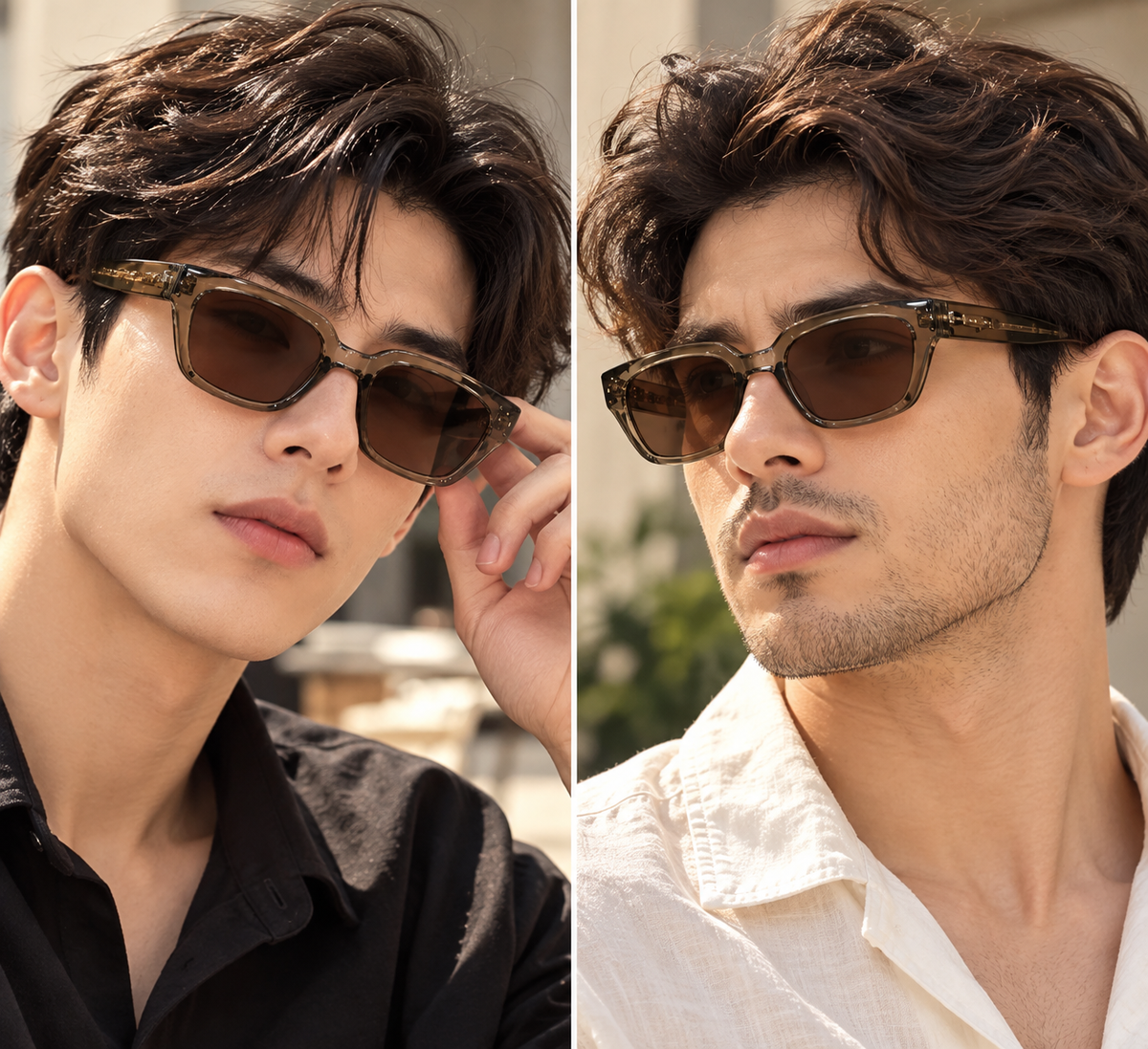 Brown Transparent Frame Sunglasses